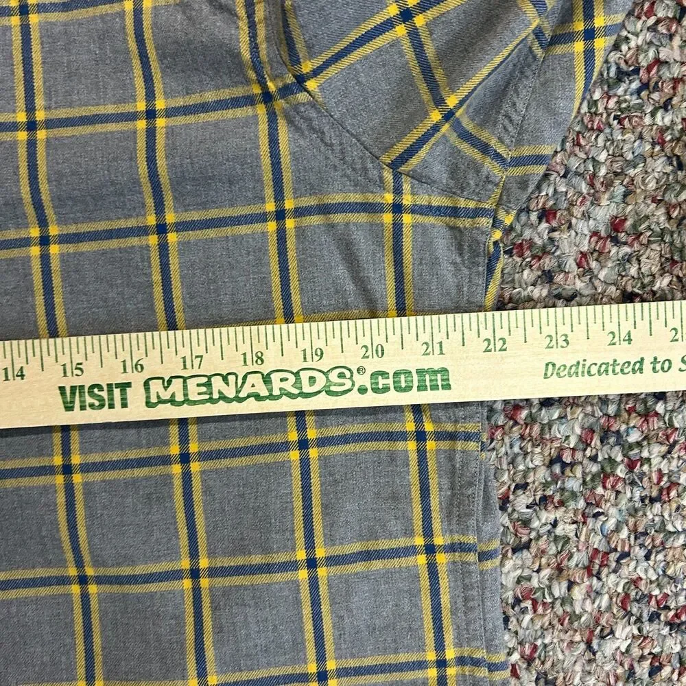 Banana Republic Men's Gray Yellow Blue Windowpane Plaid LS Flannel Shirt Size L